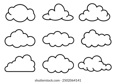 Cloud Line Art Illustration with Hand-Drawn Sketch Style Elements