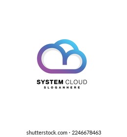 cloud line art logo gradient colorful icon 
