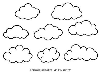 Cloud line art whimsical atmospheric formations creative design