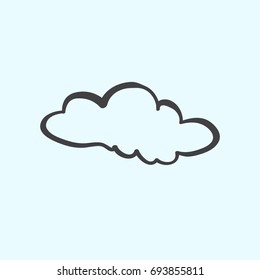 Cloud line hand drawn icon, detailed vector illustration