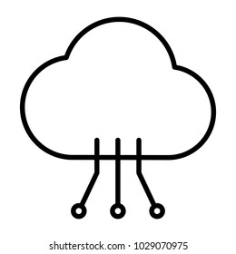Cloud Line Icon with Circuit Pattern.  96x96 for Web Graphics and Apps.  Simple Minimal Pictogram. Vector