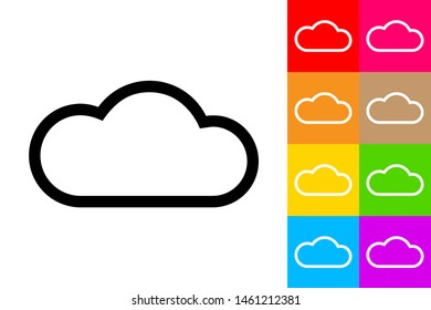Cloud. Line Icon With Different Color Background.