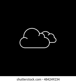 Cloud Line Icon On Black Background