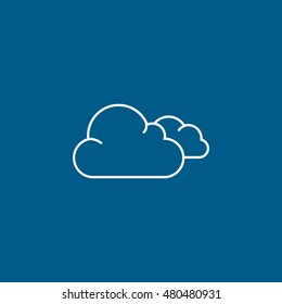 Cloud Line Icon On Blue Background