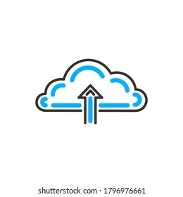 Cloud line icon on white background. Vector color icon.