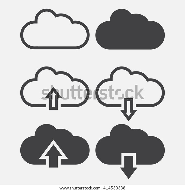 雲線のアイコン 輪郭と実線のベクターイラスト グレーの背景に線形の絵文字 のベクター画像素材 ロイヤリティフリー