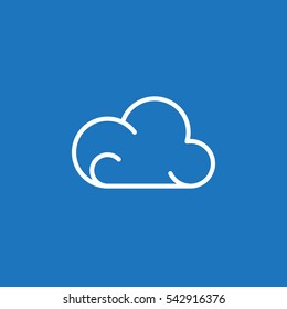 Cloud line icon, outline vector sign, linear white pictogram isolated on blue. Weather forecast symbol, logo illustration