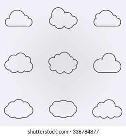 Cloud line icon set . Vector illustration