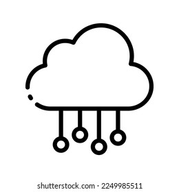 Cloud line icon. Cloud storage, password, exchange, database, remote access, cloud service, artificial intelligence, security. Data warehouse concept. Vector black line icon on white background.