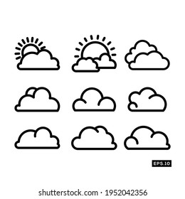 Cloud line icon vector set. Cloud weather forecast icon or logo symbol vector illustration