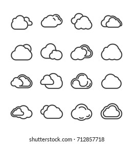 cloud line icon vector set