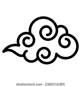 Icono de línea en la nube, concepto de pronóstico del tiempo, signo de desbordamiento en fondo blanco, icono de cielo nublado en el estilo de contorno para el concepto móvil y el diseño web. Gráficos vectoriales