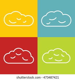 Cloud line icons on color background. Set of line clouds. Vector illustration
