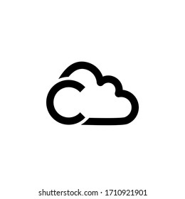 cloud line letter font c logo design