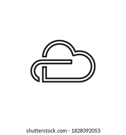 Icono del vector del logotipo de la línea de nube 