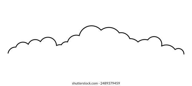 forma de la línea de la nube, nubes gráficas contorno, nubes alineadas, línea nublada simple