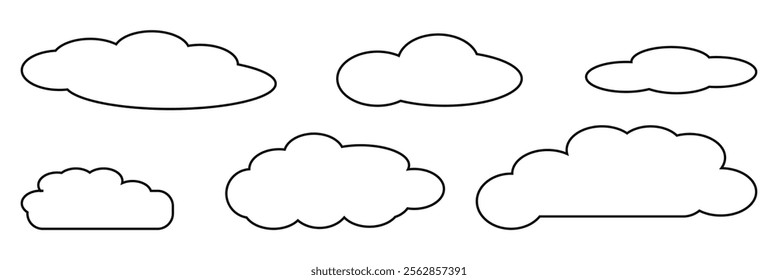 cloud line shape, graphic clouds outline, clouds lined, cloudy line simple