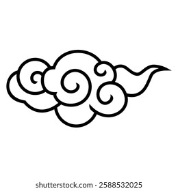 cloud line shape logo vector design, graphic cloud outline, simple on black and white background 02