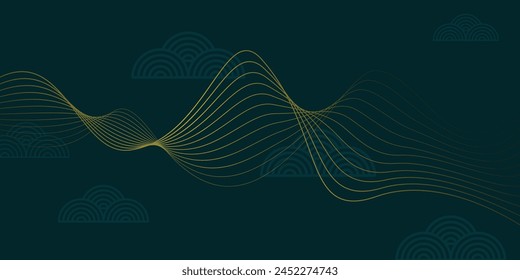 cloud line theme background, Japanese art, elegant, exclusive, invitation, wallpaper