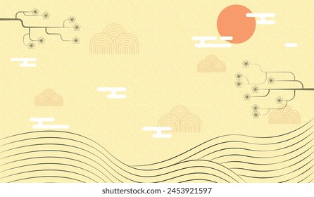 cloud line theme background, Japanese art, elegant, exclusive, invitation, wallpaper