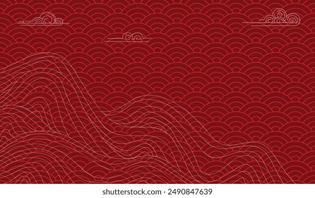 cloud line theme background, Japanese art, elegant, exclusive, invitation, wallpaper, copy space