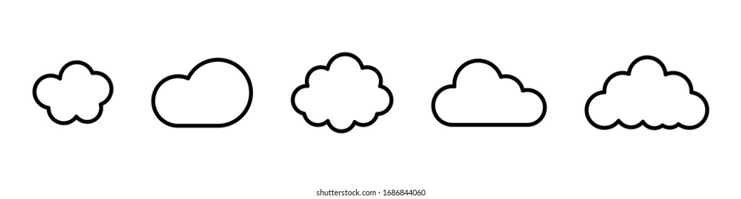 Cloud line vector icon. Set of cloud line isolated signs or icon. Abstract shape. Linear graphic. Cloud outline set. EPS 10 