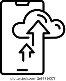 Vector lineal del icono de la nube para la ilustración con aislado. conveniente para el diseño, icono, logotipo, App