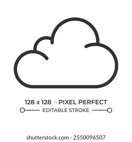 Ícone linear de nuvem. Simbolizando condições climáticas nubladas ou parcialmente nubladas. Previsão do tempo. Meteorologia Ilustração em linha fina. Símbolo de contorno. Desenho de contorno de vetor. Traçado editável