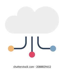 Cloud link Outline with fill colors vector icon editable

