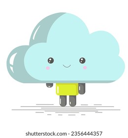 cloud little man character, vector illustration