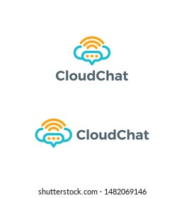 Cloud Live Chat Wifi Signal Vector Illustration Logo