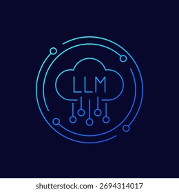 cloud LLM icon, linear design