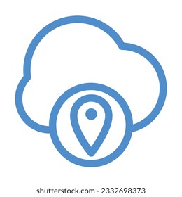 cloud with location icon isolated on white background