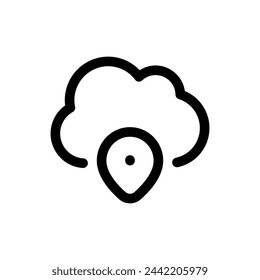 Cloud Location icon in trendy outline style isolated on white background. Cloud Location silhouette symbol for your website design, logo, app, UI. Vector illustration, EPS10.