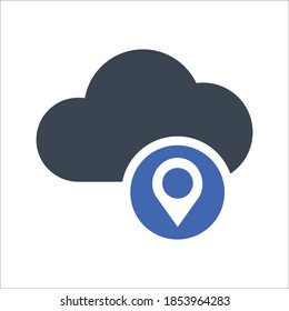 Cloud location icon, vector graphics