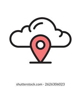 A cloud with a location pin, symbolizing localized weather updates.
