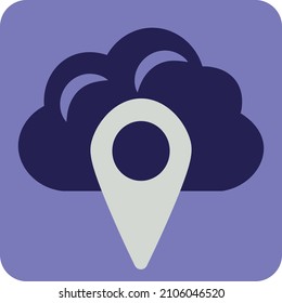 Cloud with location sign, illustration, vector on a white background.
