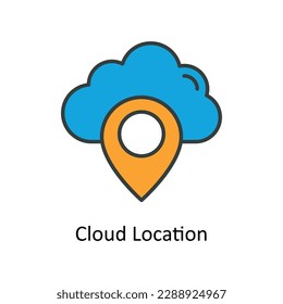 Cloud Location Vector   füllen Sie die Umrisssymbole aus. Einfache Stockillustrationsmaterial