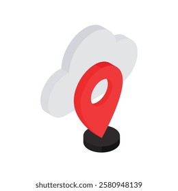 Cloud Location Vector Flat Isometric Icon Style illustration. Eps 10 File