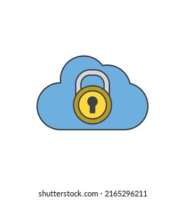 Icono de bloqueo de nube en el icono de color, aislado en el fondo blanco 