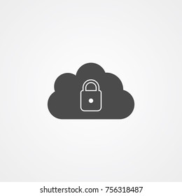 Cloud Lock Icon Illustration Isolated Vector