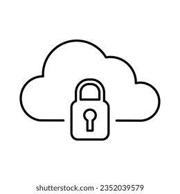 Cloud Lock Icon In Outline Style