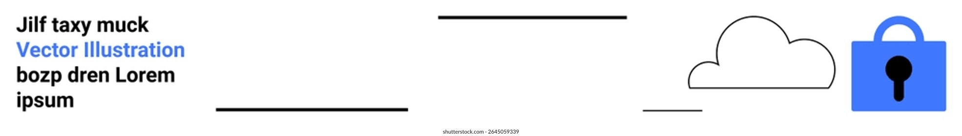 Cloud and lock icon representing data storage and security with placeholder text. Ideal for technology, cybersecurity, web design, data protection, IT services, cloud computing, app development