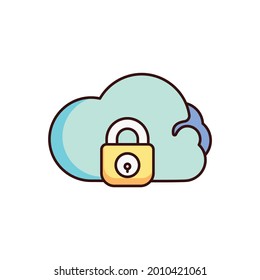 cloud lock icon, security vector illustration