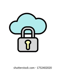 Cloud, lock icon. Simple color with outline vector elements of internet storage icons for ui and ux, website or mobile application