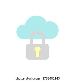 Nube, icono de bloqueo. Elementos vectoriales de color simples de los iconos de almacenamiento de Internet para ui y ux, sitio web o aplicación móvil