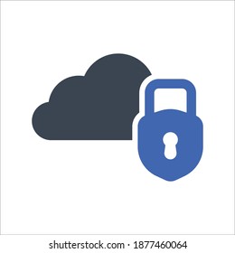 Cloud lock icon, vector graphics