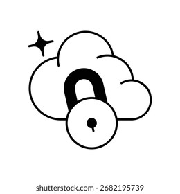 Cloud lock icon with white background vector stock illustration