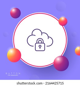 Nube con el icono de la línea de bloqueo. Información privada, datos personales, protección, contraseña, autenticación de dos actores. Concepto de defensa. Icono de línea de vector para negocios y publicidad