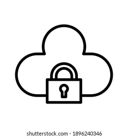 Cloud, lock, protection icon vector image. Can also be used for cyber security. Suitable for use on web apps, mobile apps and print media.